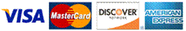 We accept Visa, Master Card, Discover and American Express